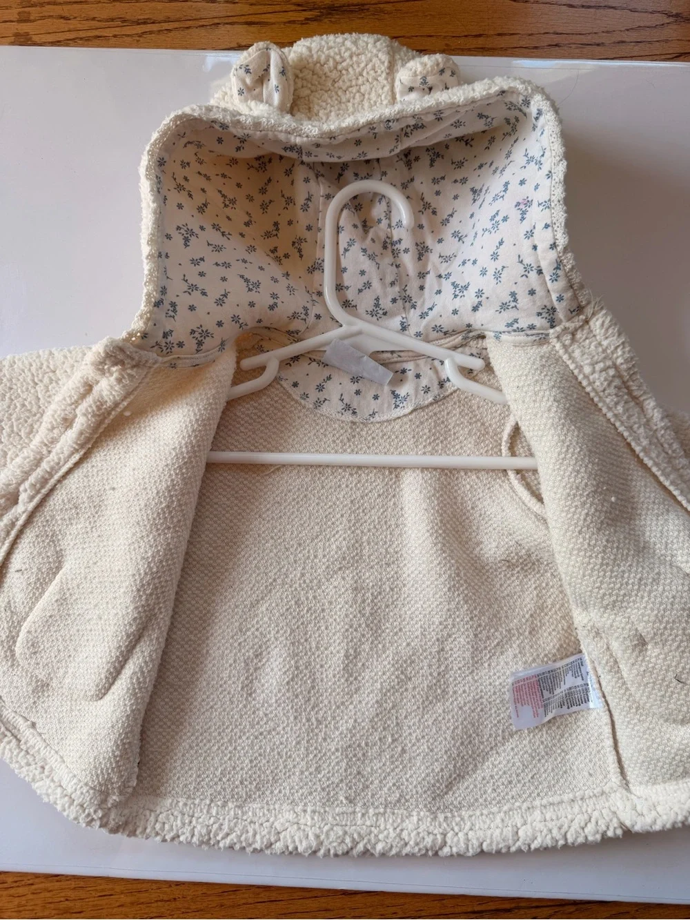 Cream Sherpa Baby Hooded Jacket with Ears